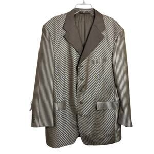 M1017)Pallini Italiana Collezione Men's Tan Gold Stripe Blazer Suit Size  46L